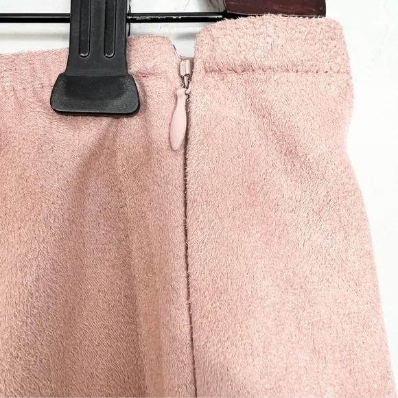 Vintage Joseph Ribkoff soft pink faux suede union made flared midi skirt 8