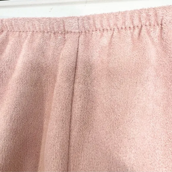 Vintage Joseph Ribkoff soft pink faux suede union made flared midi skirt 8