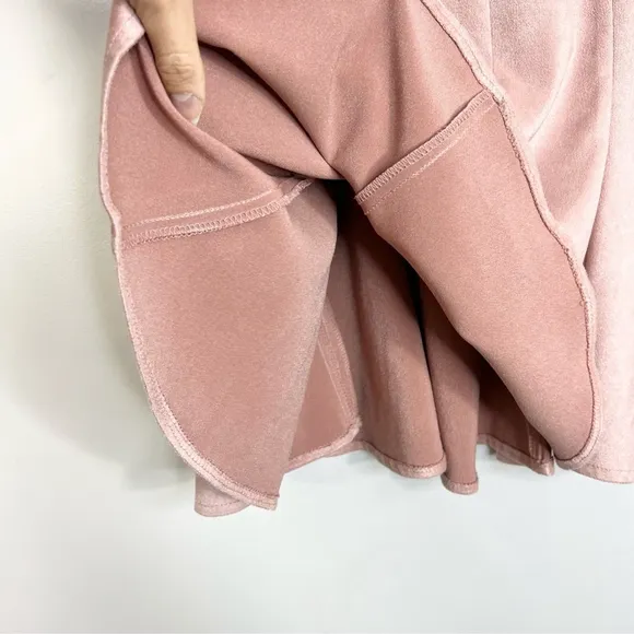 Vintage Joseph Ribkoff soft pink faux suede union made flared midi skirt 8