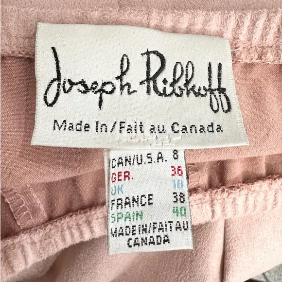 Vintage Joseph Ribkoff soft pink faux suede union made flared midi skirt 8