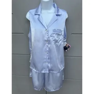 Vintage Luxury Oscar de la Renta Pink Label Lilac Satin Pajama Set Size L NWT