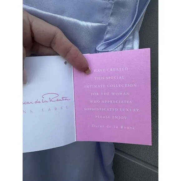 Vintage Luxury Oscar de la Renta Pink Label Lilac Satin Pajama Set Size L NWT