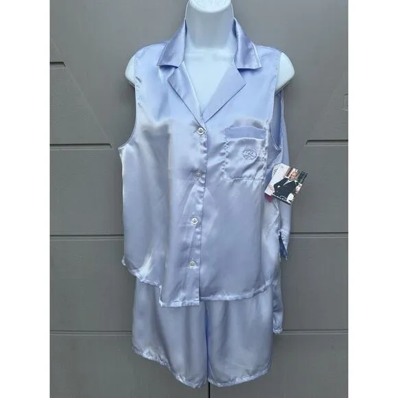 Vintage Luxury Oscar de la Renta Pink Label Lilac Satin Pajama Set Size L NWT