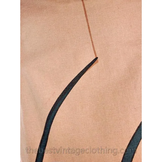 Vintage Marimekko 1970s Cotton  Maxi  Skirt  Taupe Bold Print S