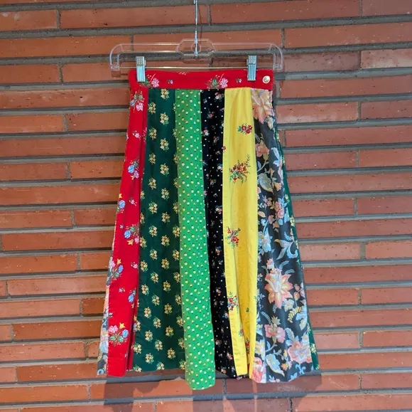 vintage PATCHWORK CALICO SKIRT xxs