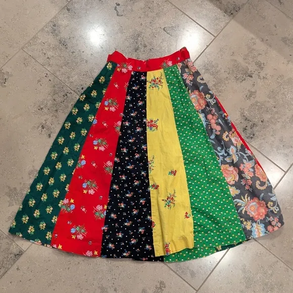 vintage PATCHWORK CALICO SKIRT xxs