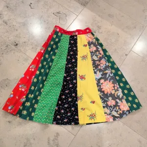 vintage PATCHWORK CALICO SKIRT xxs