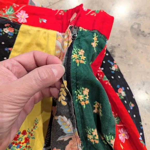 vintage PATCHWORK CALICO SKIRT xxs