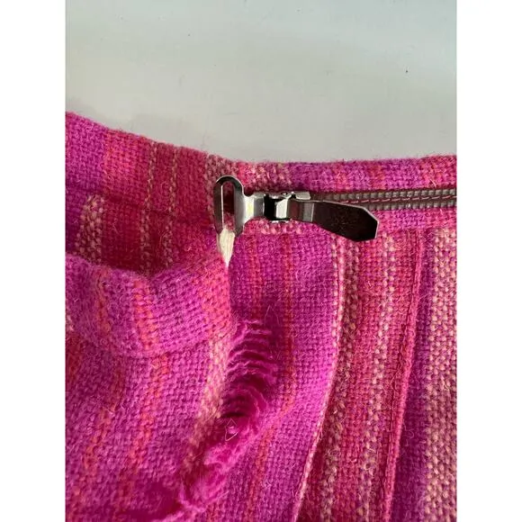Vintage pink striped wool kilt/skirt - Ireland - Small/Medium (READ)