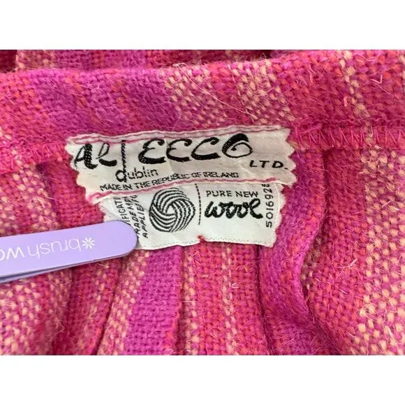 Vintage pink striped wool kilt/skirt - Ireland - Small/Medium (READ)