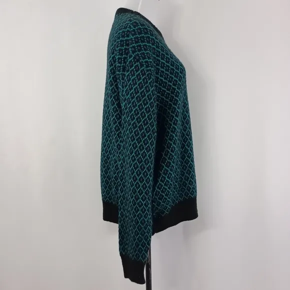 Vintage Reed and James Unisex Black and Green Sweater Size XL Preppy Grandpa