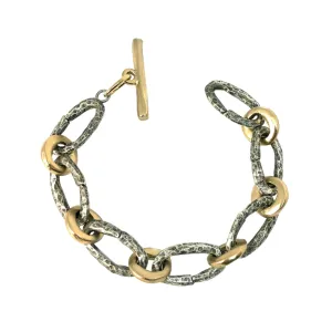 Vintage Silver Hammered Link Bracelet