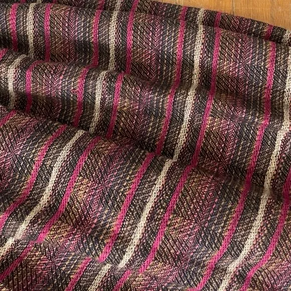 Vintage Striped Pleated Skirt Size XS 26&quot; Waist 1970s Woven Acrylic Top Stitch