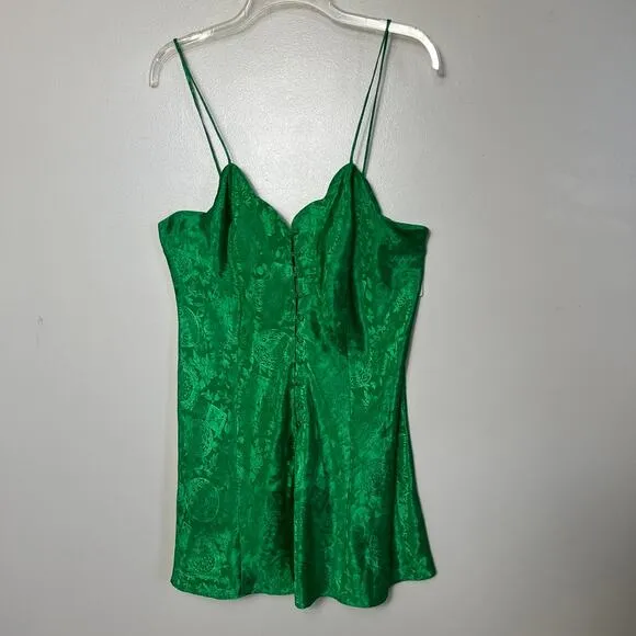 Vintage Victoria's Secret Gold Label 90s 80s Green Chemise Slip Short Large