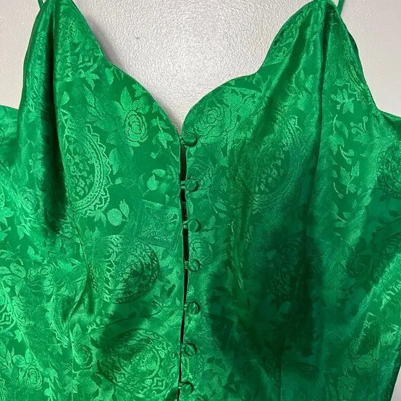 Vintage Victoria's Secret Gold Label 90s 80s Green Chemise Slip Short Large
