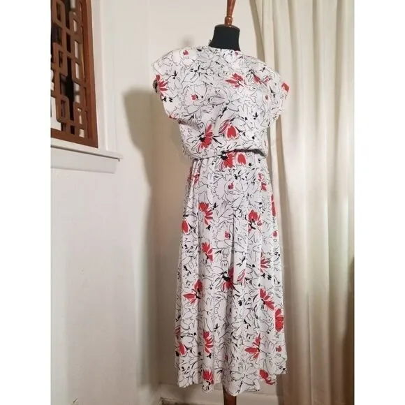 Vintage 1980's Abstract Floral Dress.