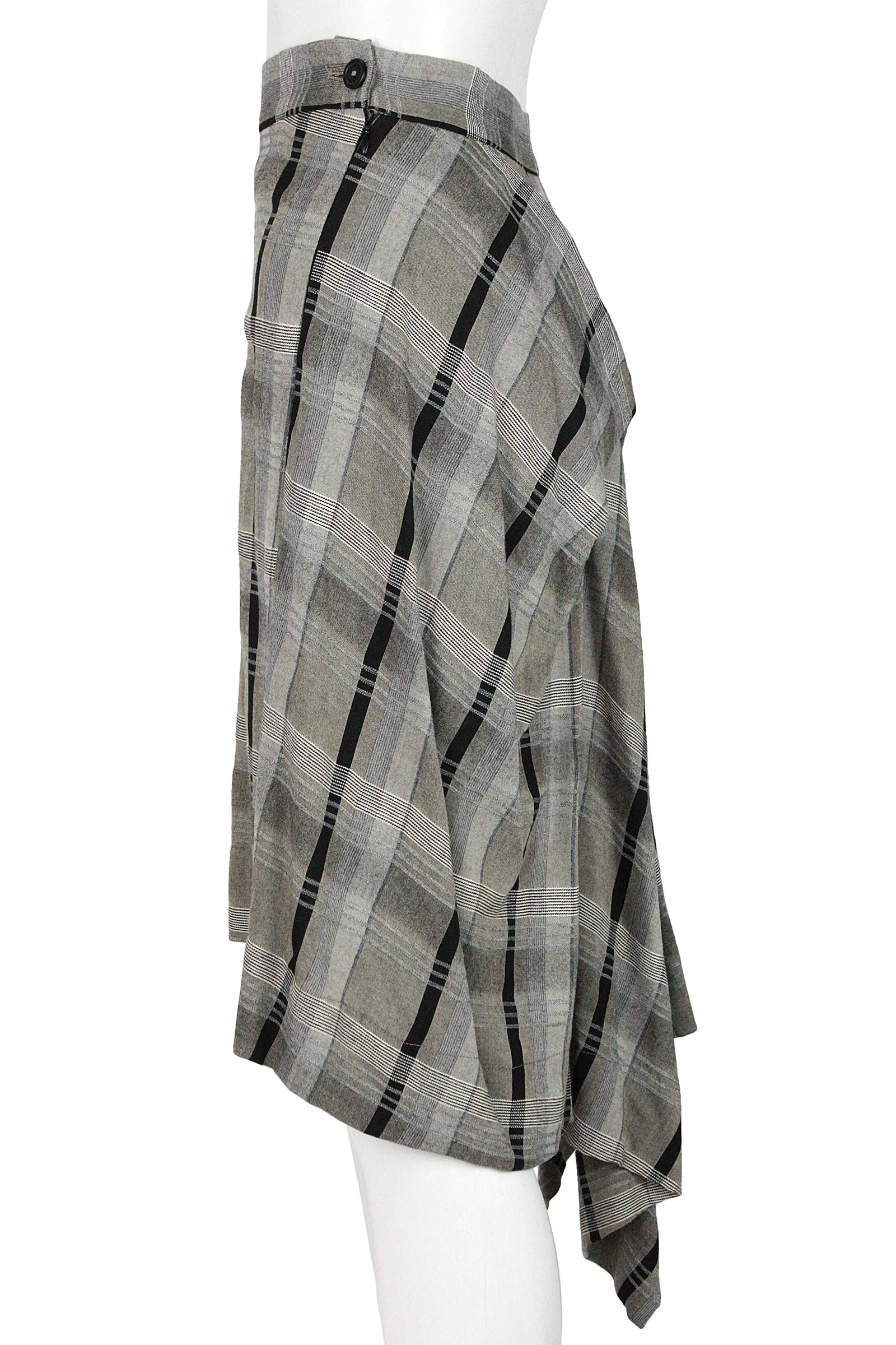 VIVIENNE WESTWOOD Anglomania Vintage Grey and Black Plaid Skirt
