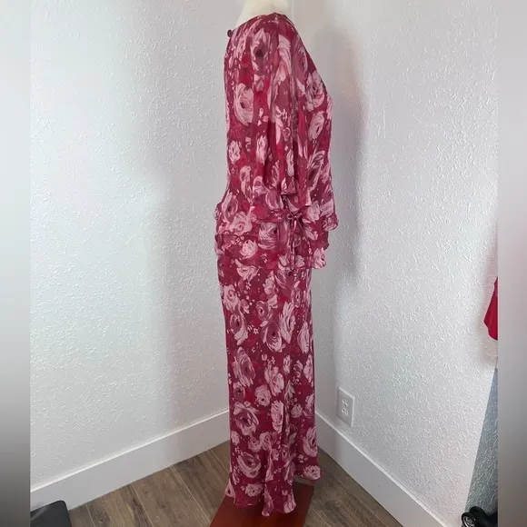VNTG 90s Adrianna Papell 100% Silk 2 Piece Skirt Set