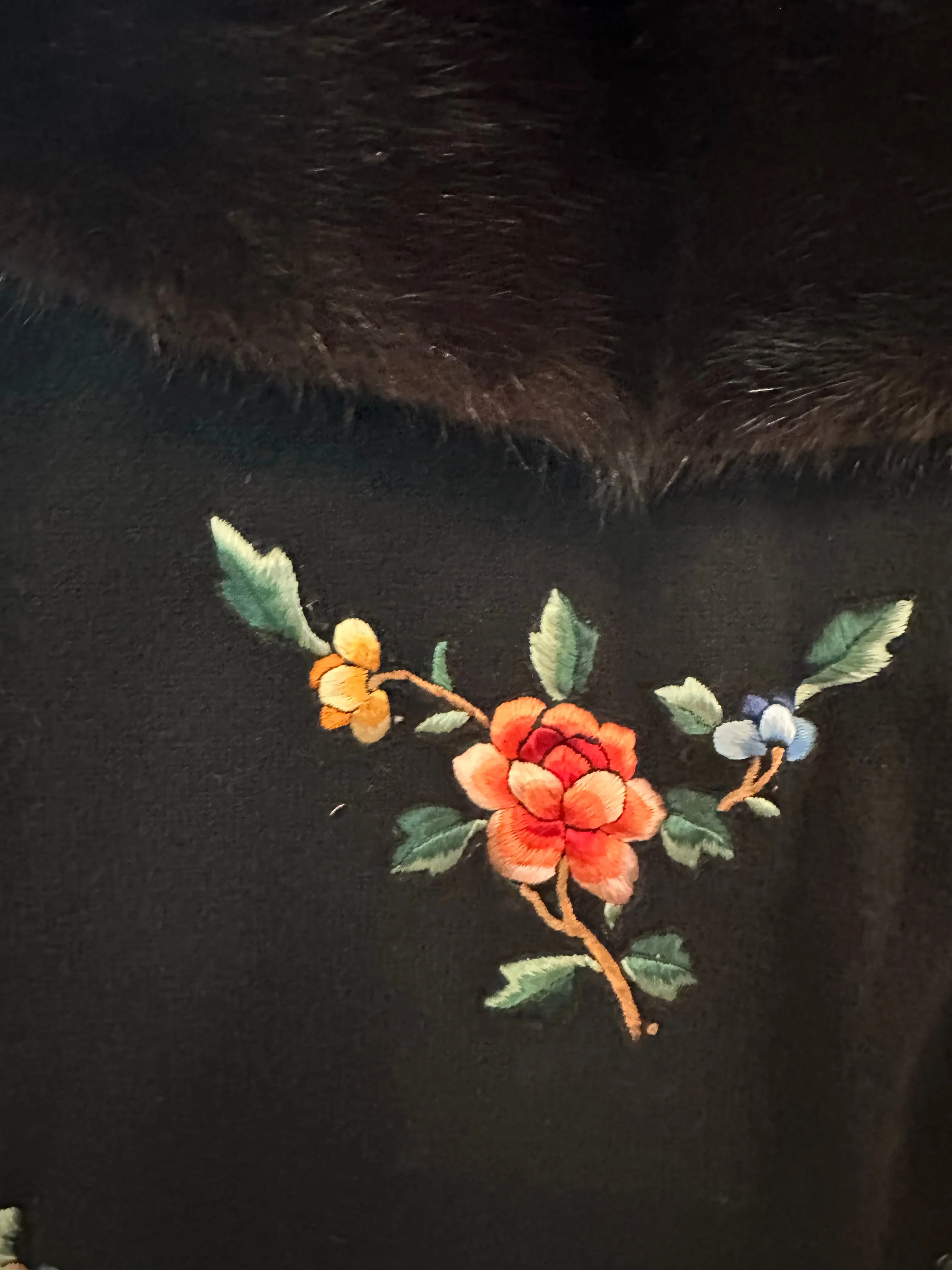 Vu Upycled 50s Black Cashmere Cardigan with Chinese Embroidery