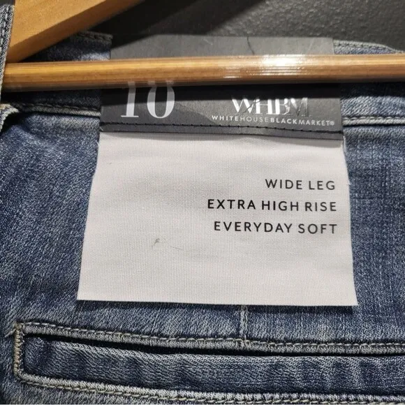 WHBM Extra High-Rise Wide Leg Everday Soft Medium Wash Jean Sz 10R