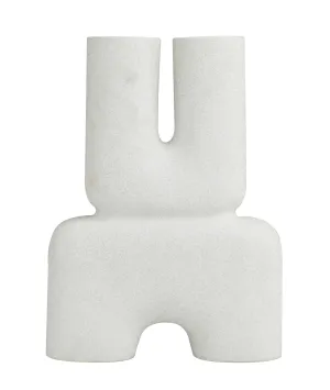 WHITE CERAMIC ABSTRACT U VASE