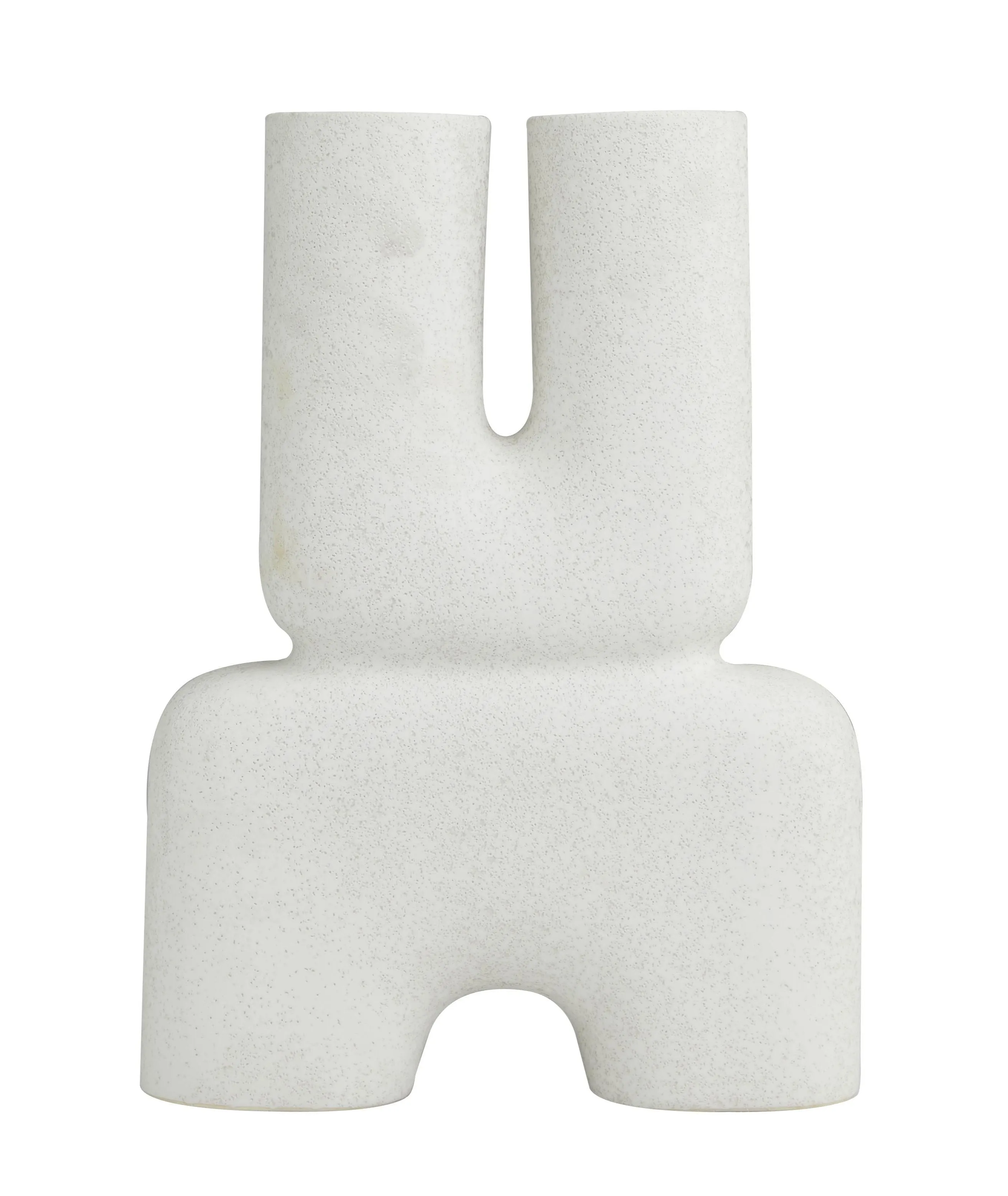 WHITE CERAMIC ABSTRACT U VASE