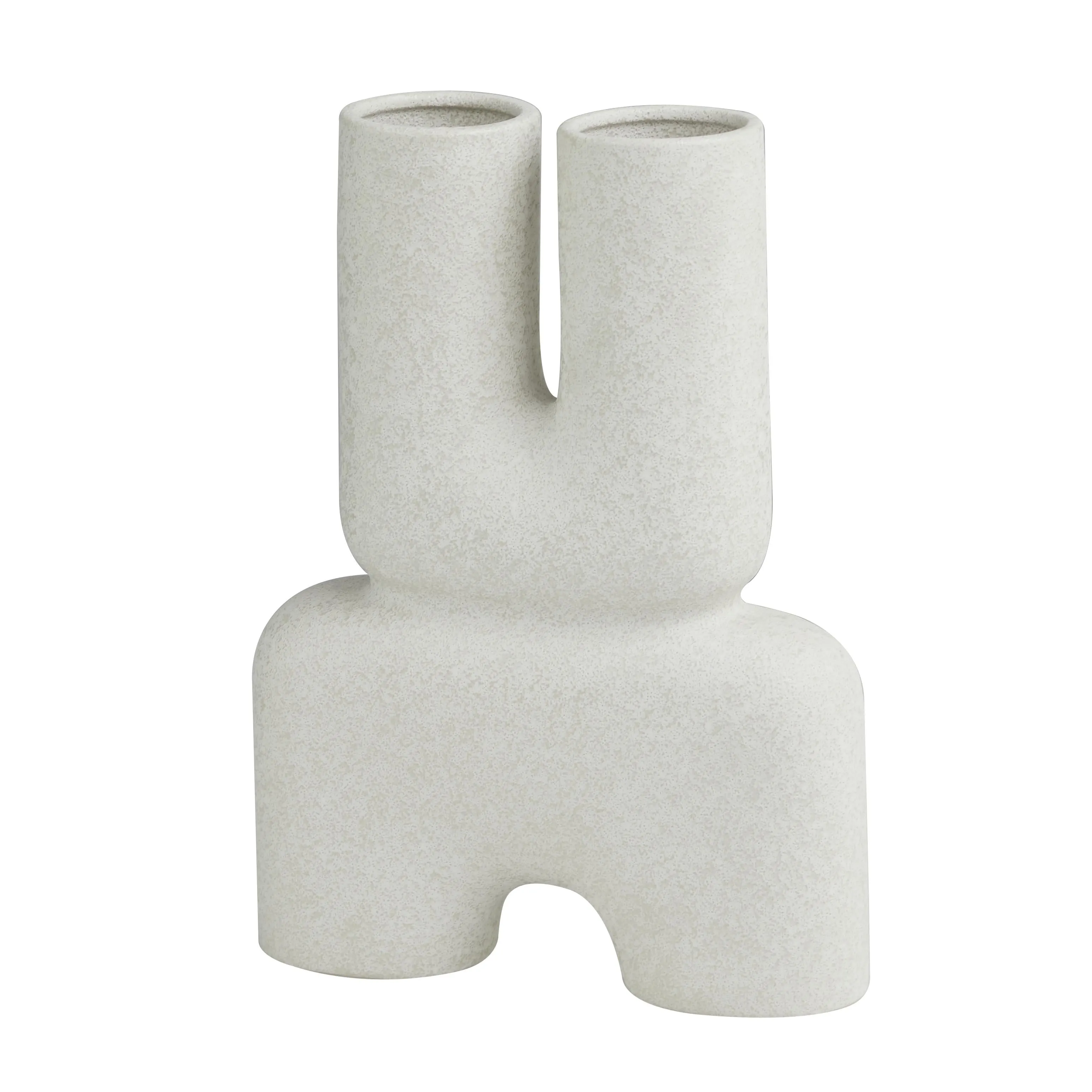 WHITE CERAMIC ABSTRACT U VASE