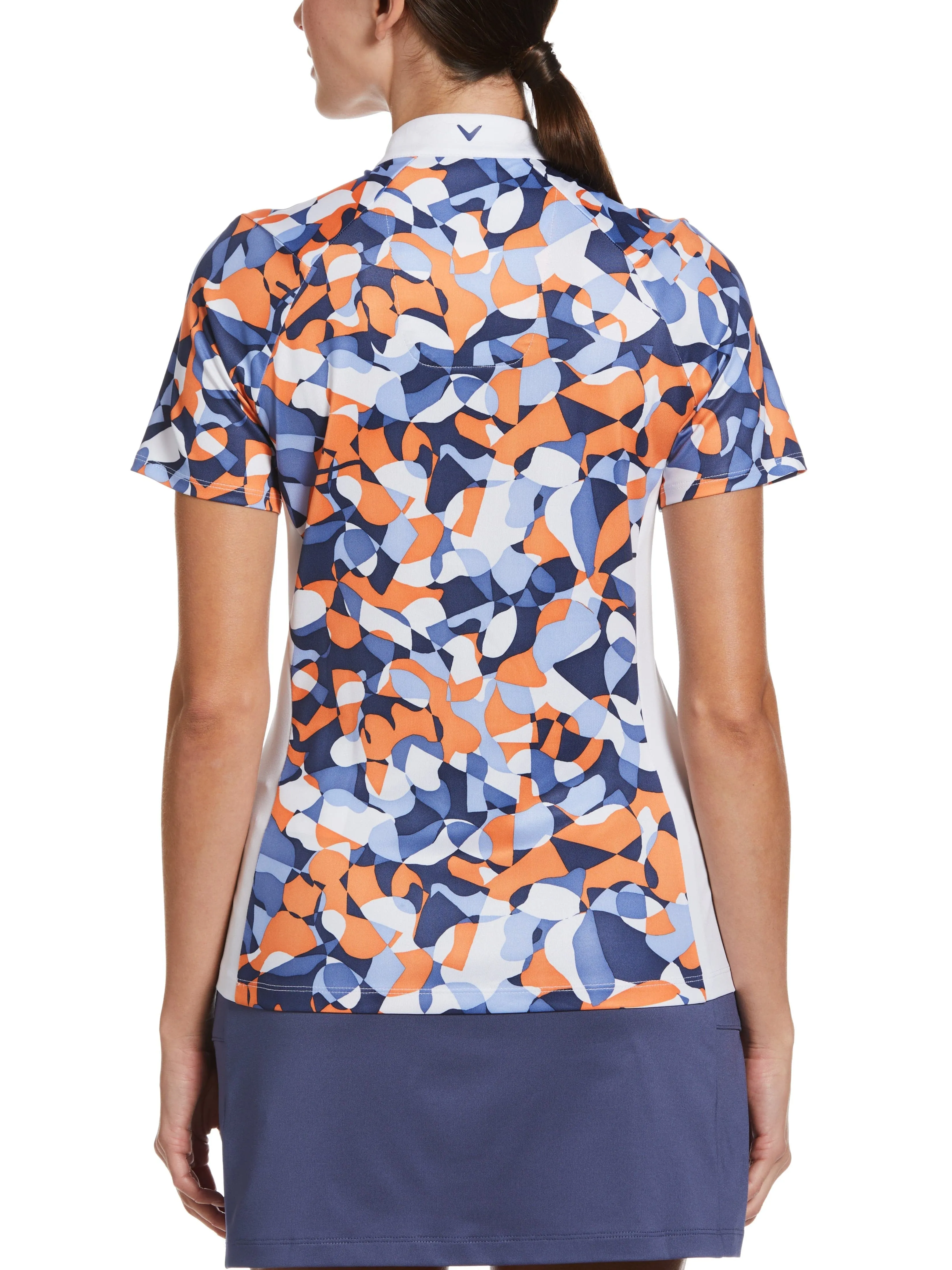Womens Abstract Floral Print Golf Shirt