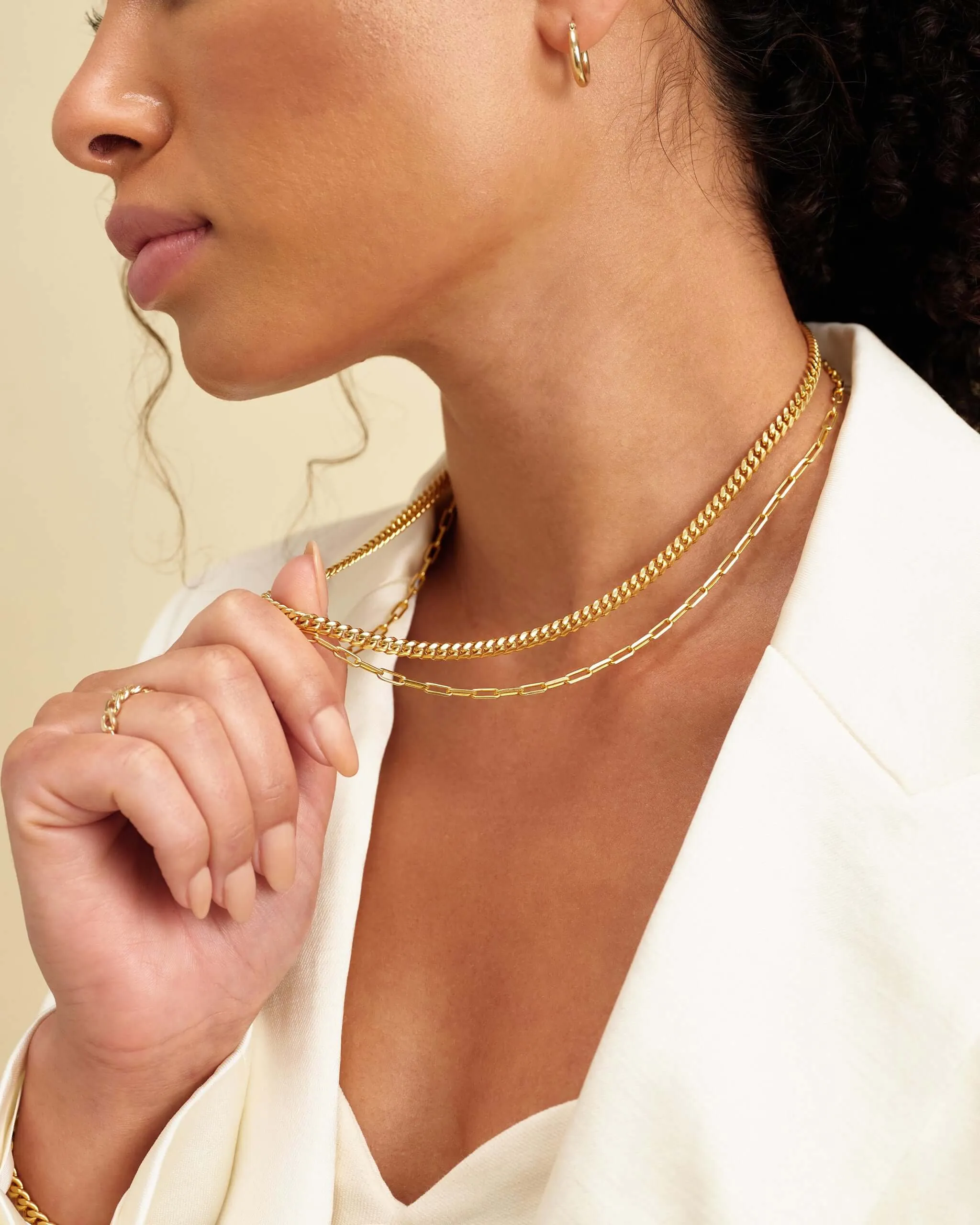 Women's Cuban Link   Paperclip Chain Stack