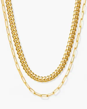 Women's Cuban Link   Paperclip Chain Stack