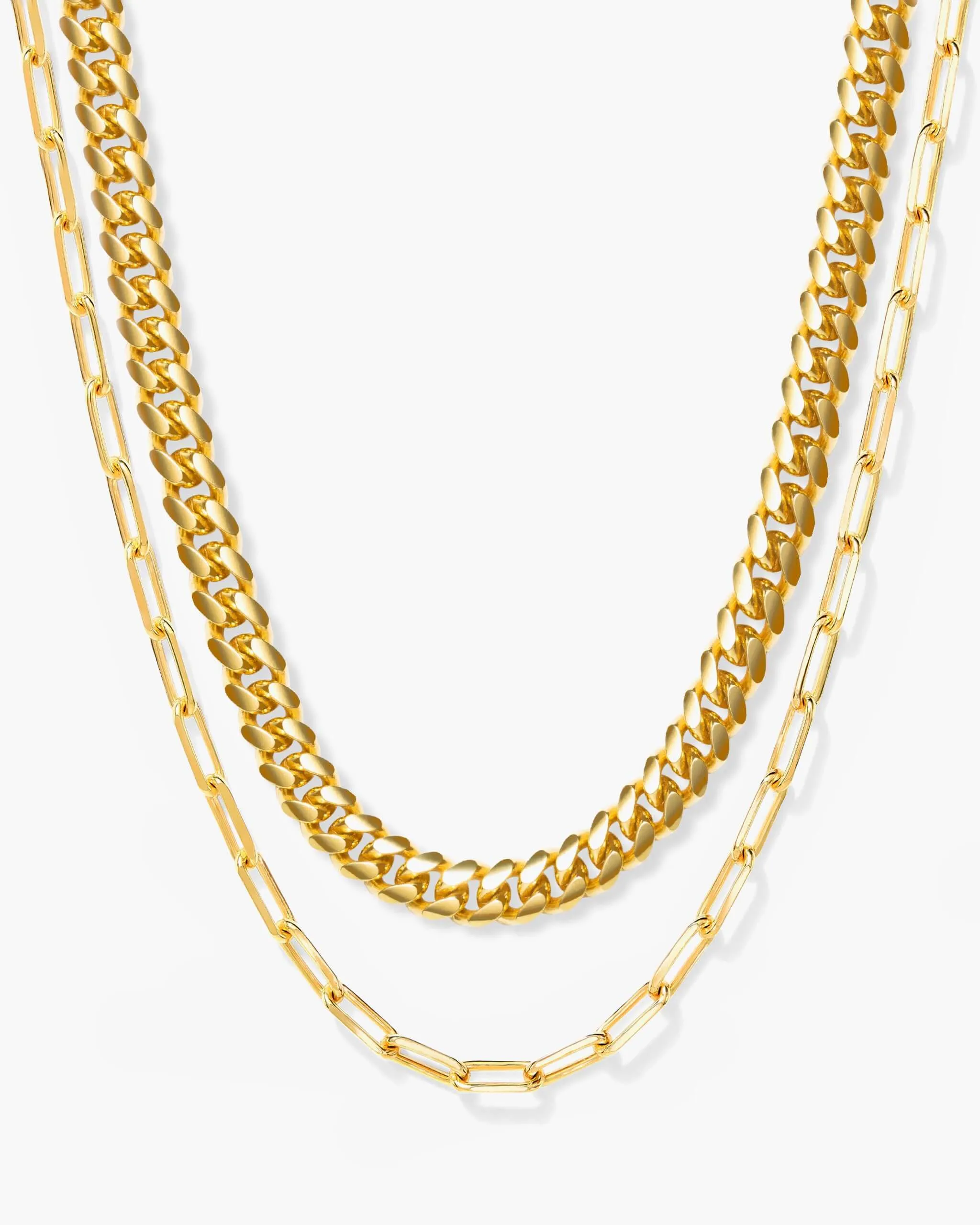 Women's Cuban Link   Paperclip Chain Stack