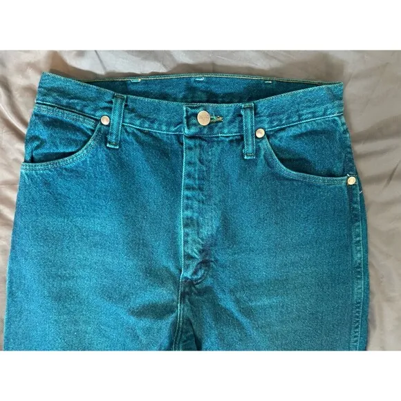 Women's Vintage Wrangler Turquoise High Waist Cowgirl Jeans 9x36 MiUSA 80s