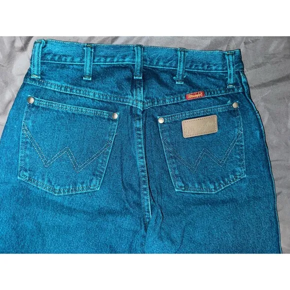 Women's Vintage Wrangler Turquoise High Waist Cowgirl Jeans 9x36 MiUSA 80s