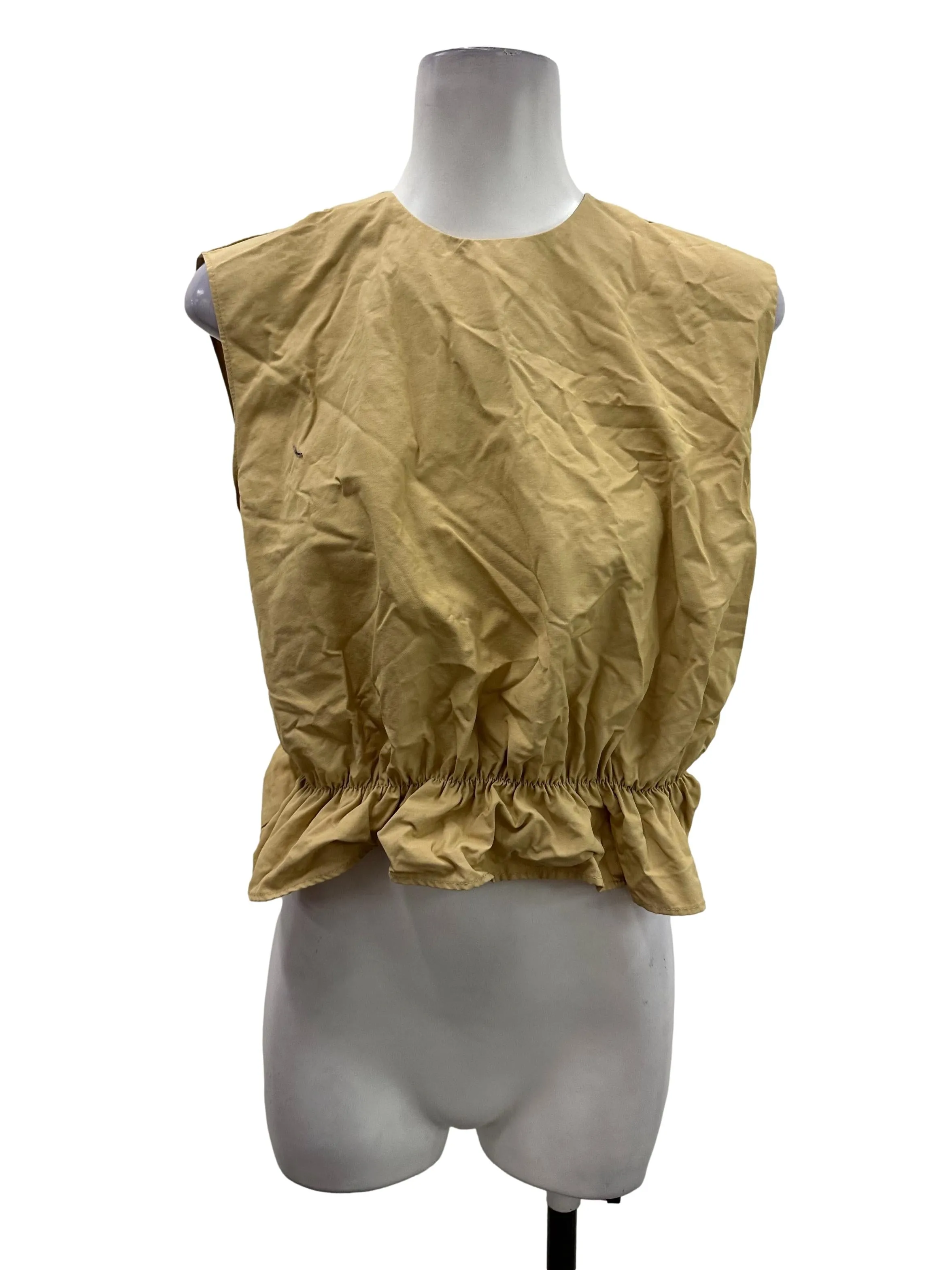 Yellow Brown Ruched Top OSN