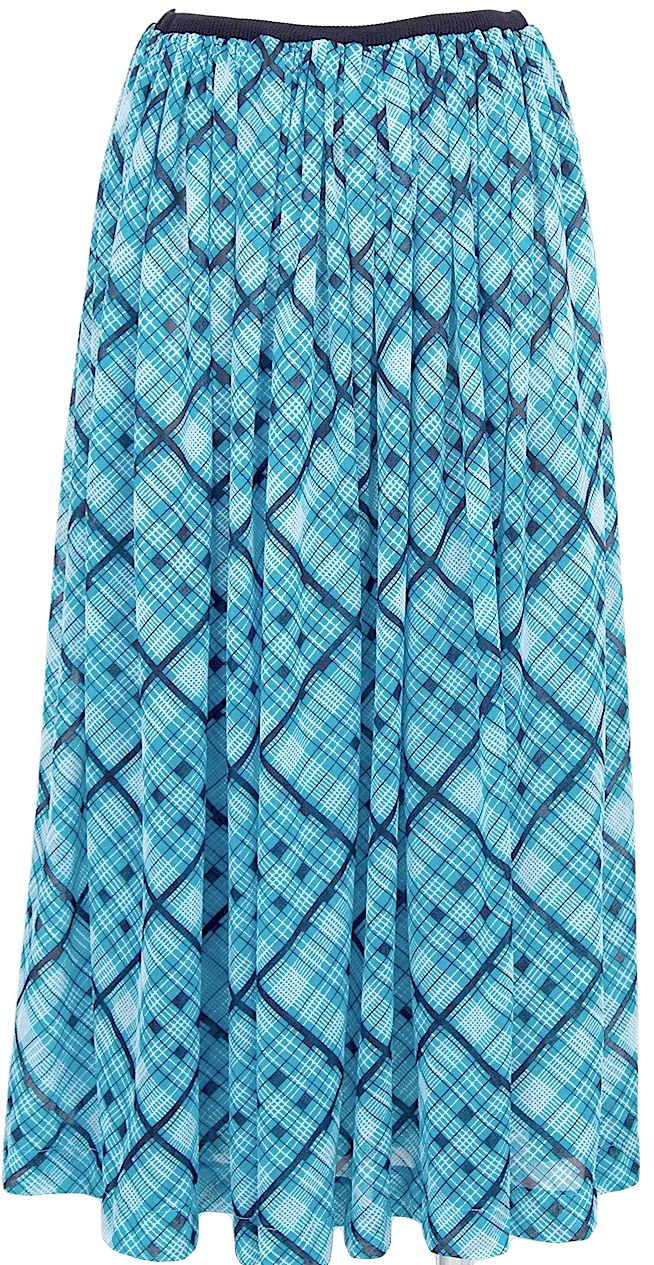 Yohji Yamamoto Japan. Y's Blue Plaids Semi Sheer Gather Skirt