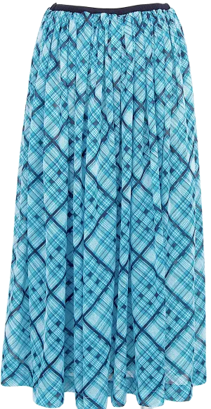 Yohji Yamamoto Japan. Y's Blue Plaids Semi Sheer Gather Skirt