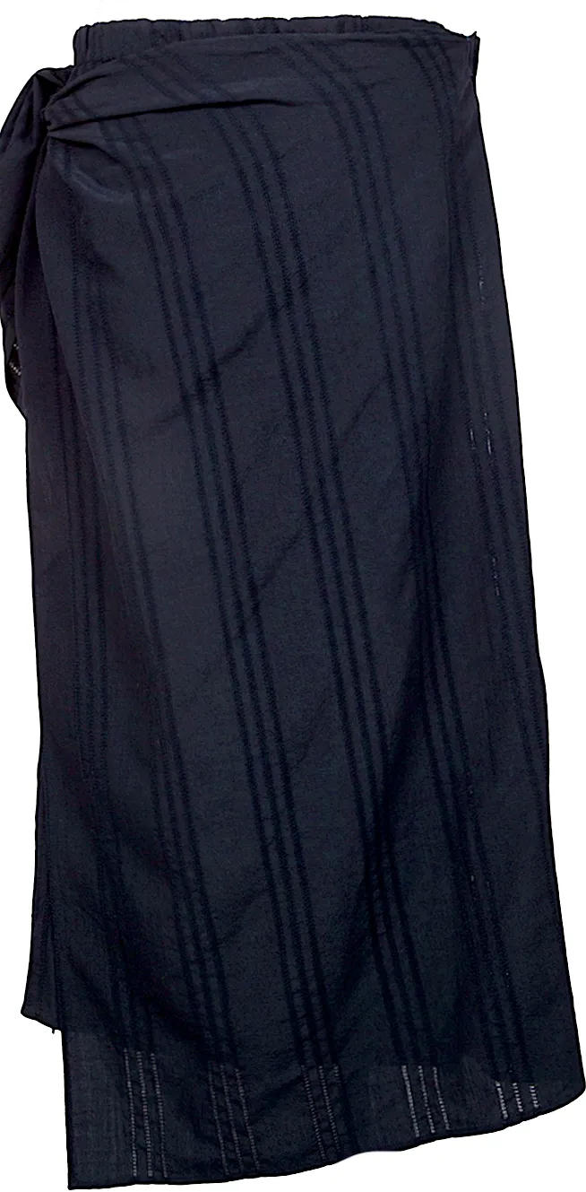 YOHJI YAMAMOTO JAPAN. Y'S WORKSHOP Navy Wool Lace Switching Wrap Skirt