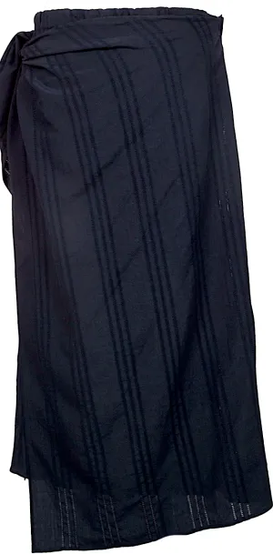 YOHJI YAMAMOTO JAPAN. Y'S WORKSHOP Navy Wool Lace Switching Wrap Skirt
