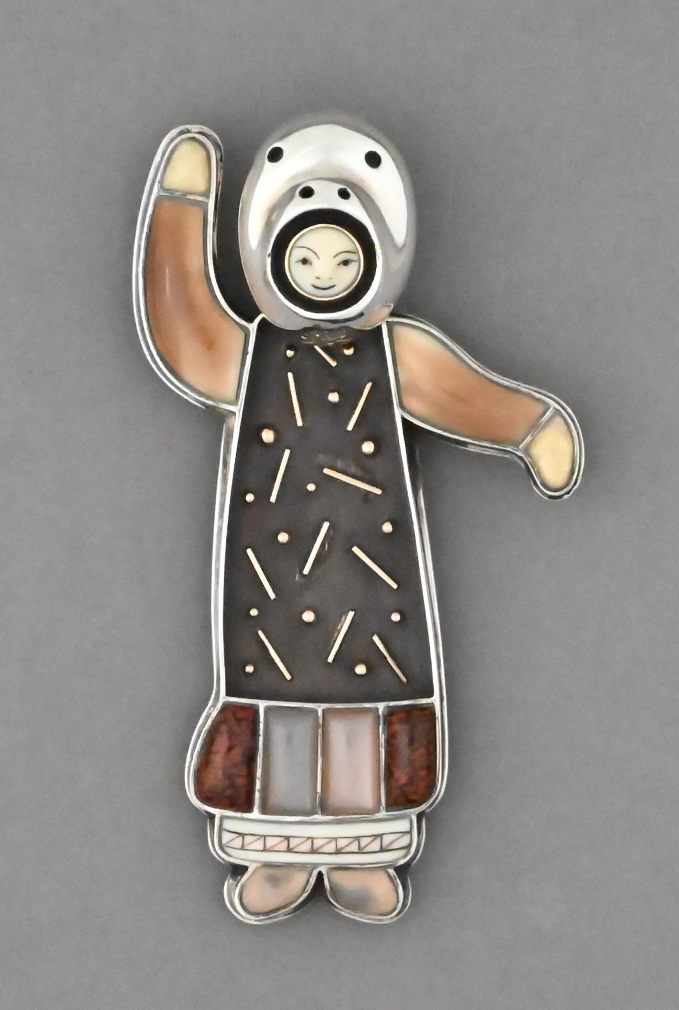 Yup'ik Dancer II Pin/Pendant with Seal Mask by Denise Wallace