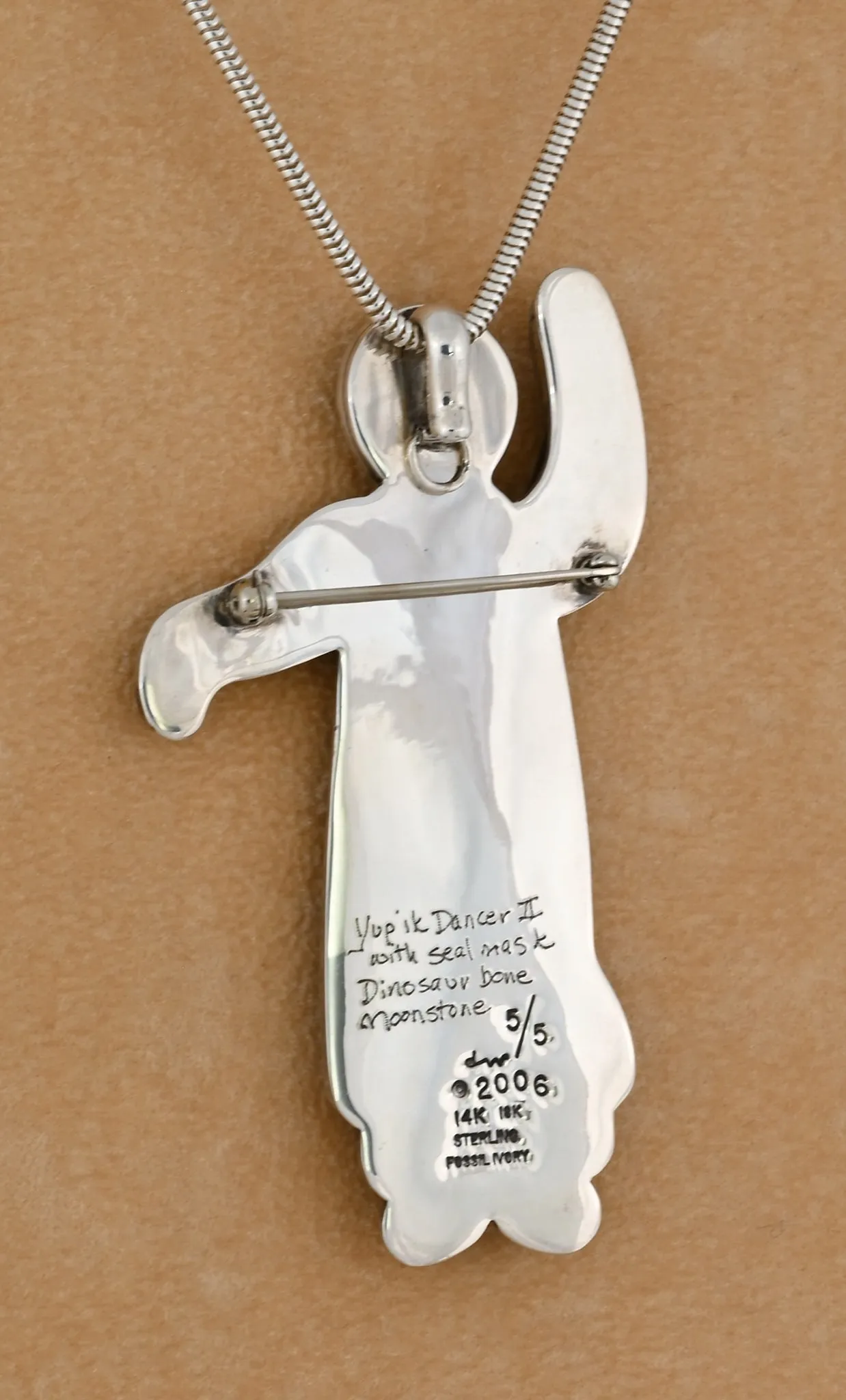 Yup'ik Dancer II Pin/Pendant with Seal Mask by Denise Wallace