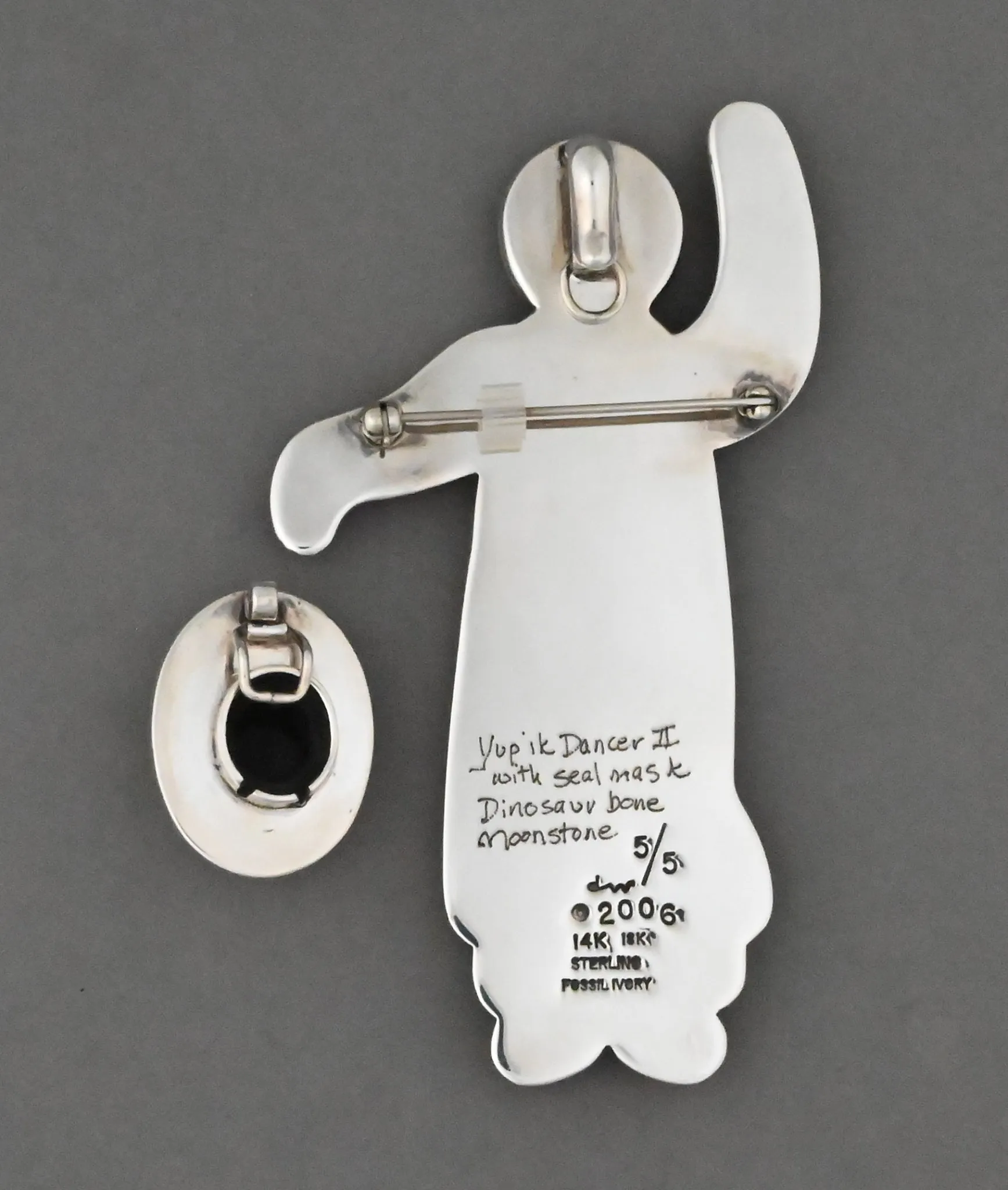 Yup'ik Dancer II Pin/Pendant with Seal Mask by Denise Wallace