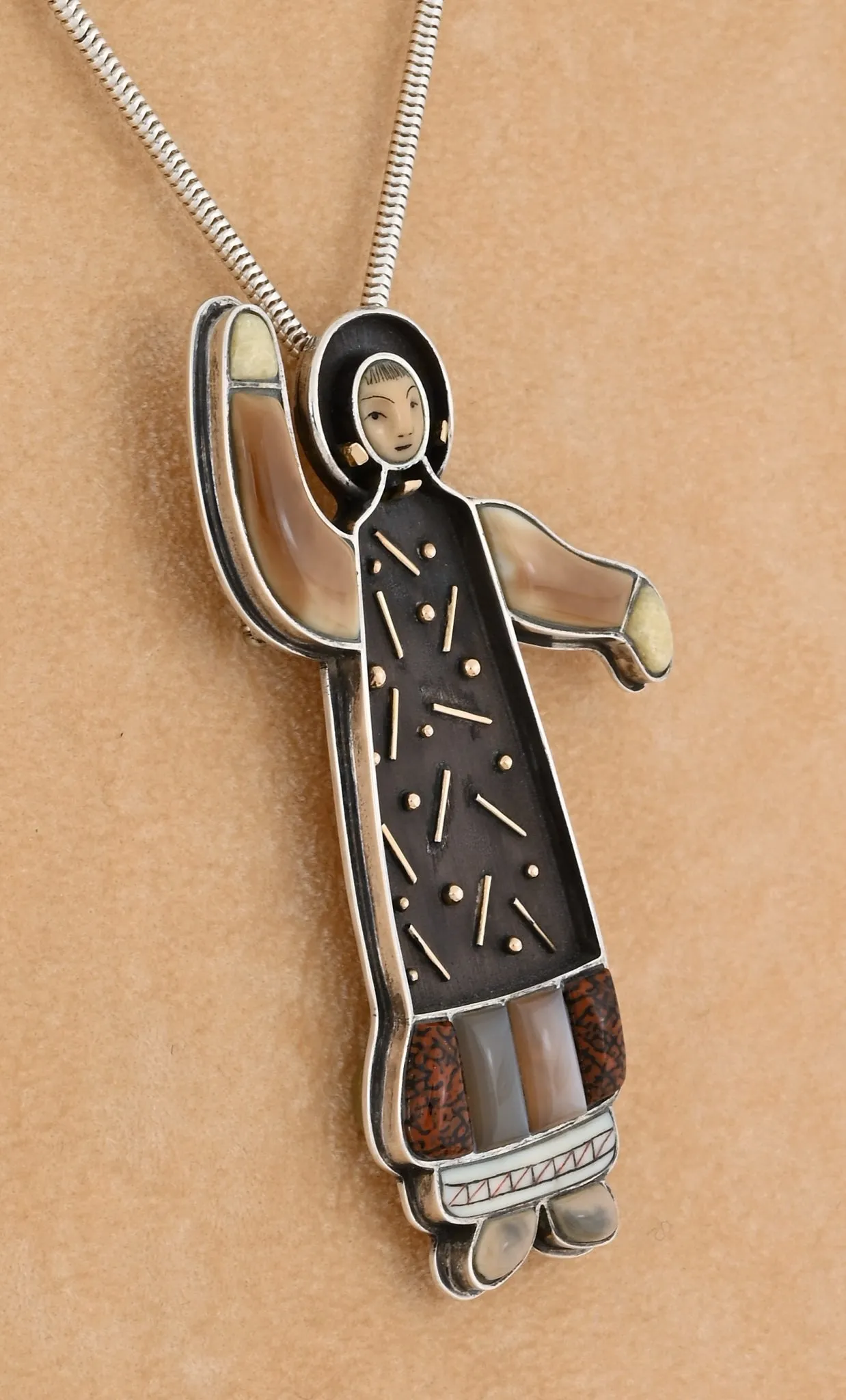 Yup'ik Dancer II Pin/Pendant with Seal Mask by Denise Wallace