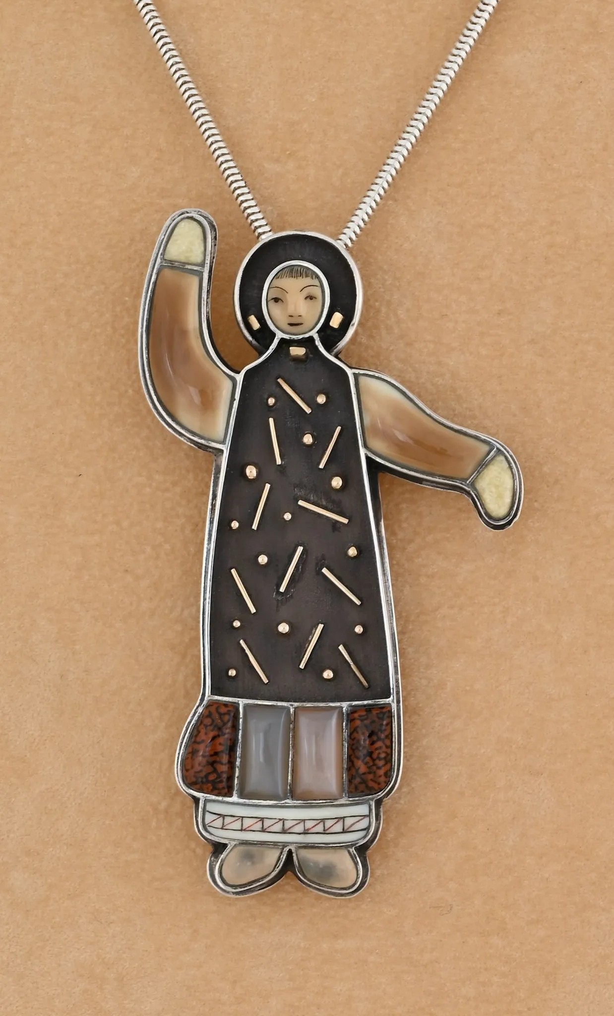 Yup'ik Dancer II Pin/Pendant with Seal Mask by Denise Wallace