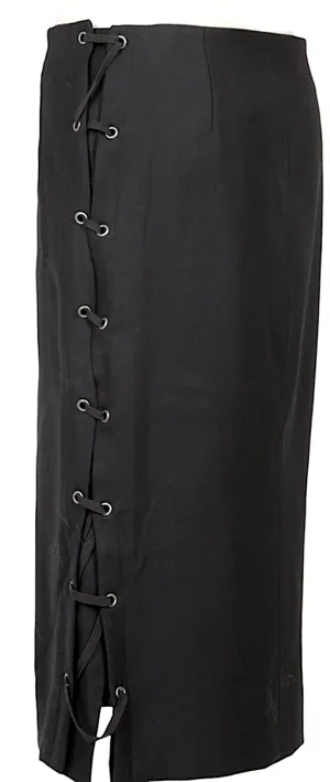 Yves Saint Laurent Paris. rive gauche. Black Side Lace Up Skirt